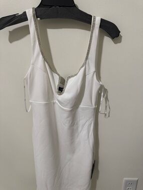 Lulu's White Embellished Neckline Dress
